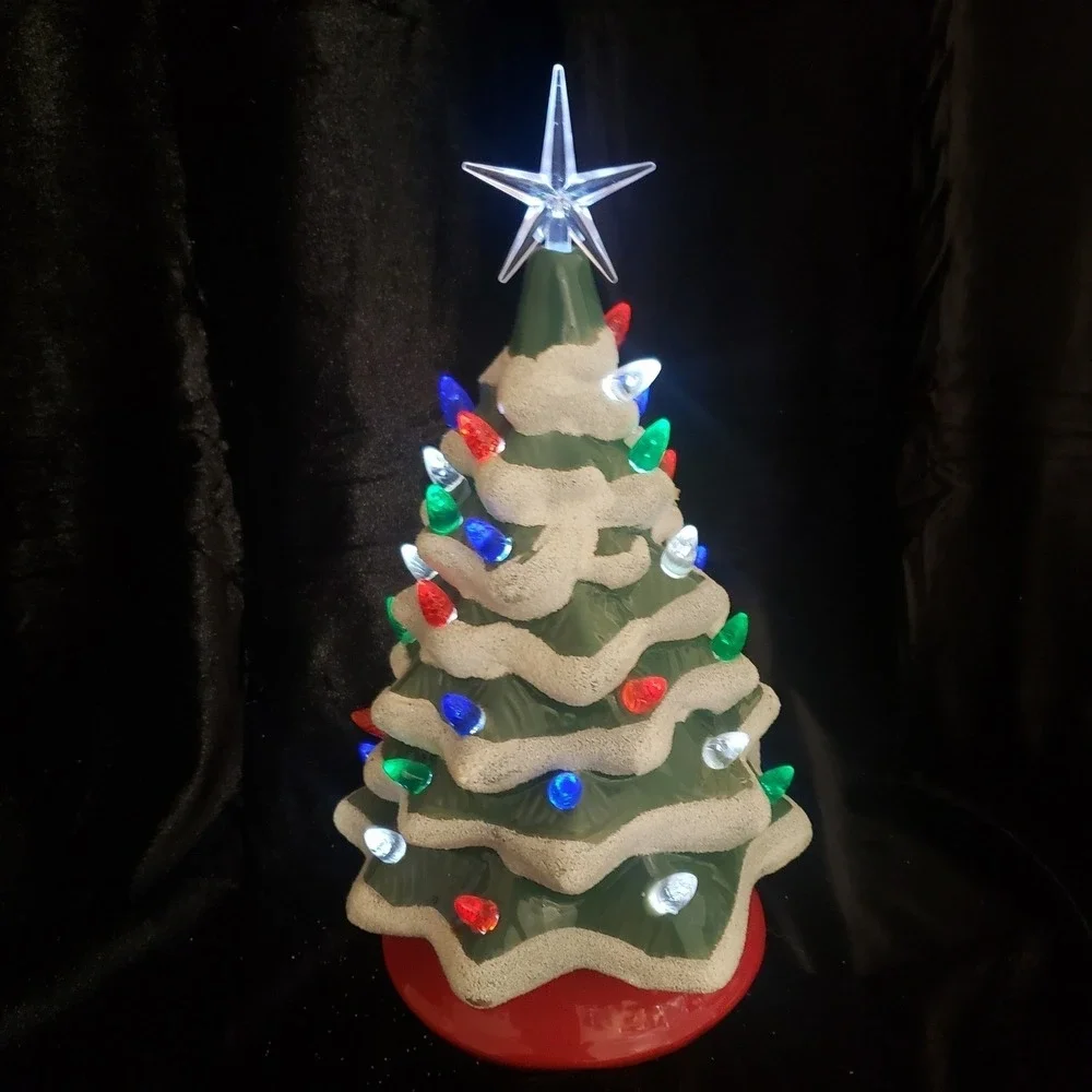Light Up Ceramic Christmas Tree‎ Tabletop Decor Multi Color Lights 13